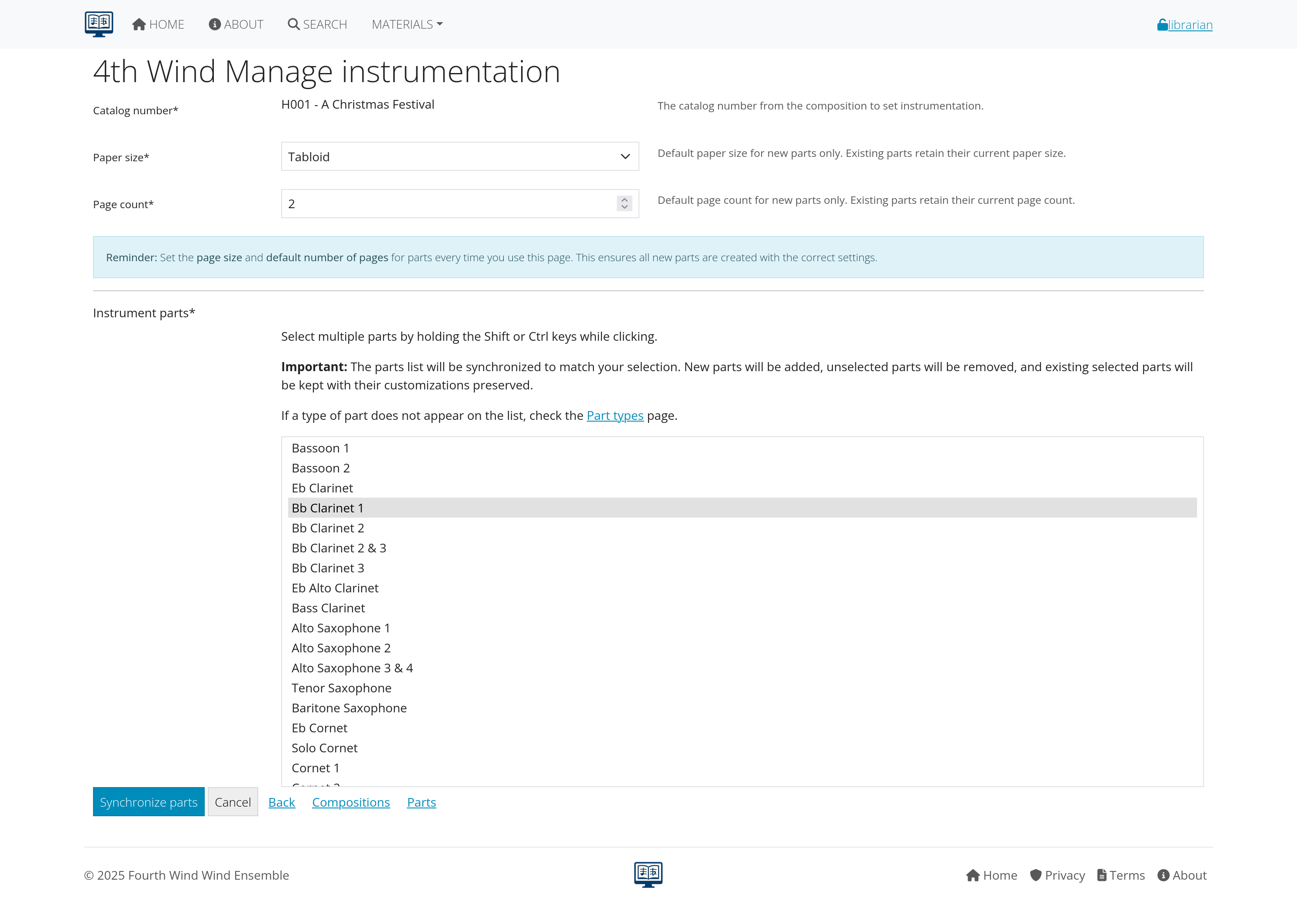 Instrumentation setup form