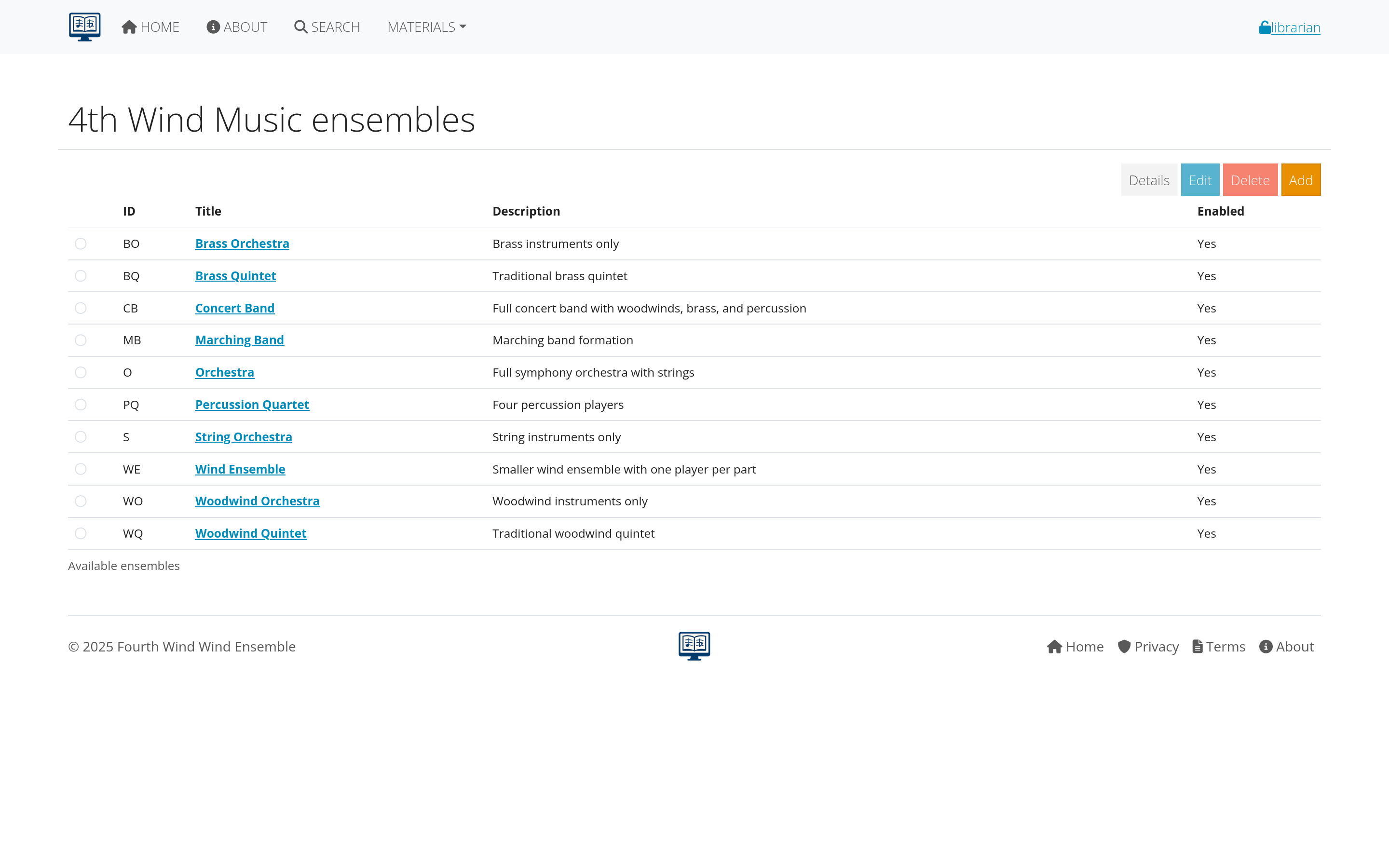Ensemble management interface
