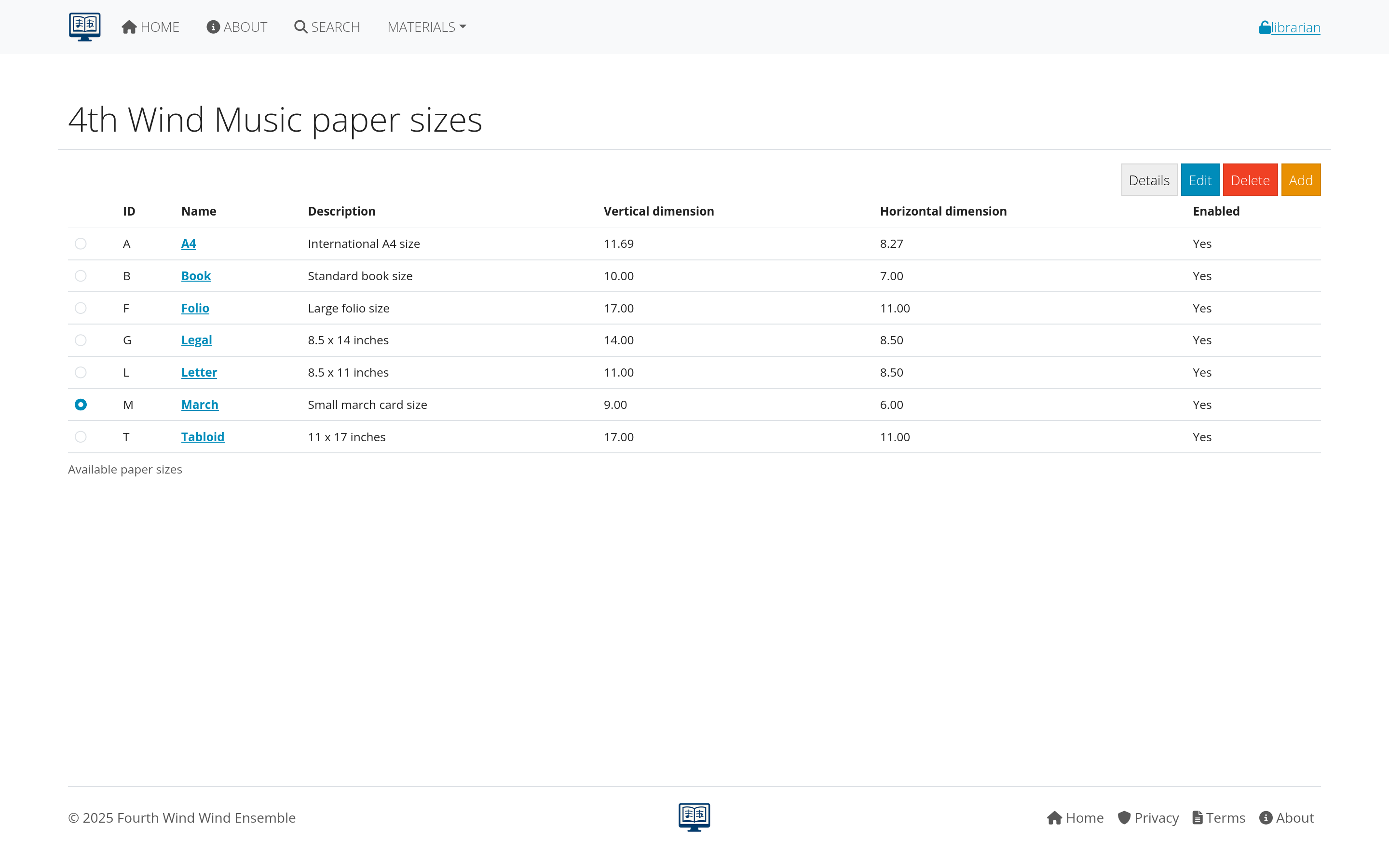 Paper size configuration interface