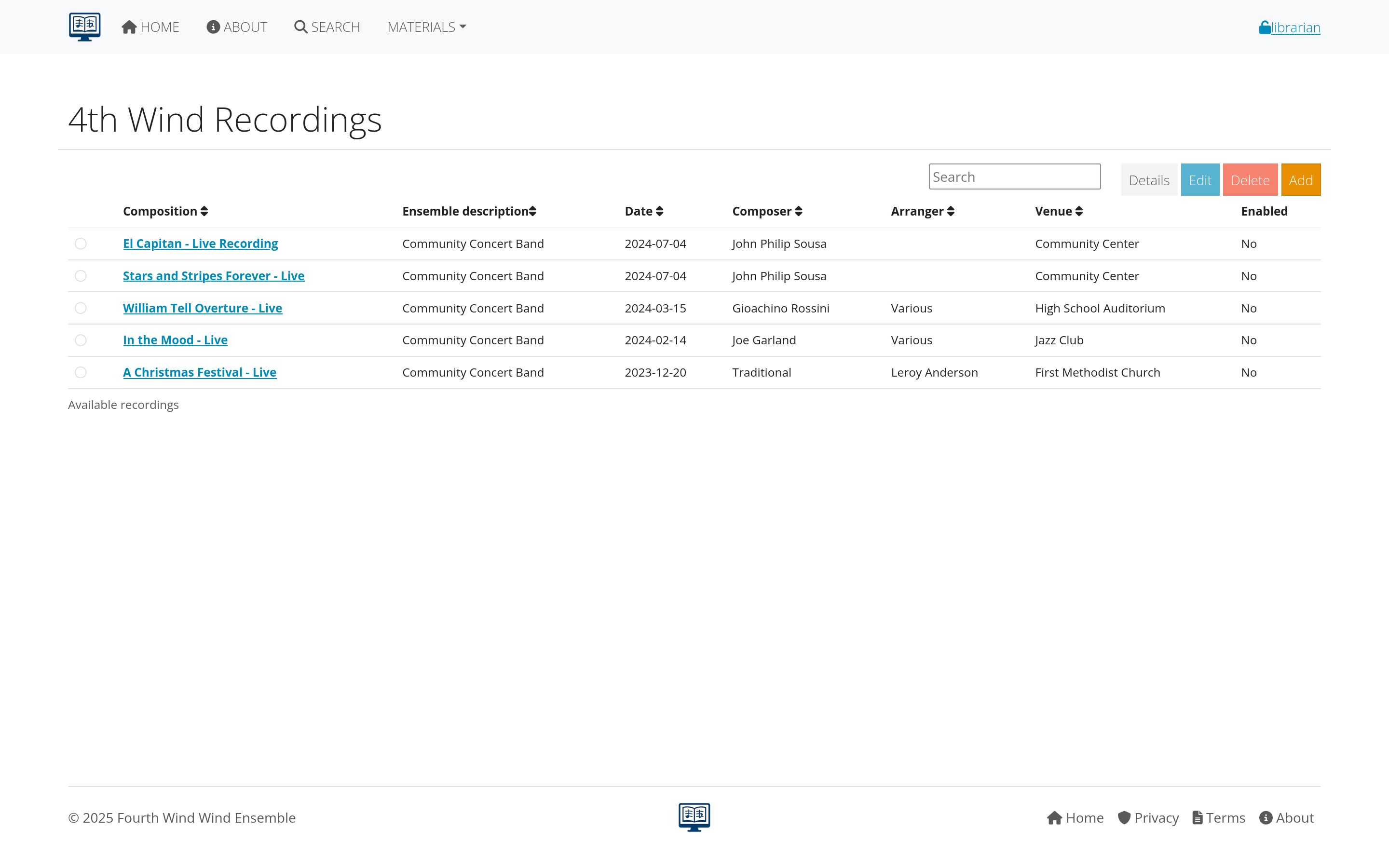 Recording organization interface